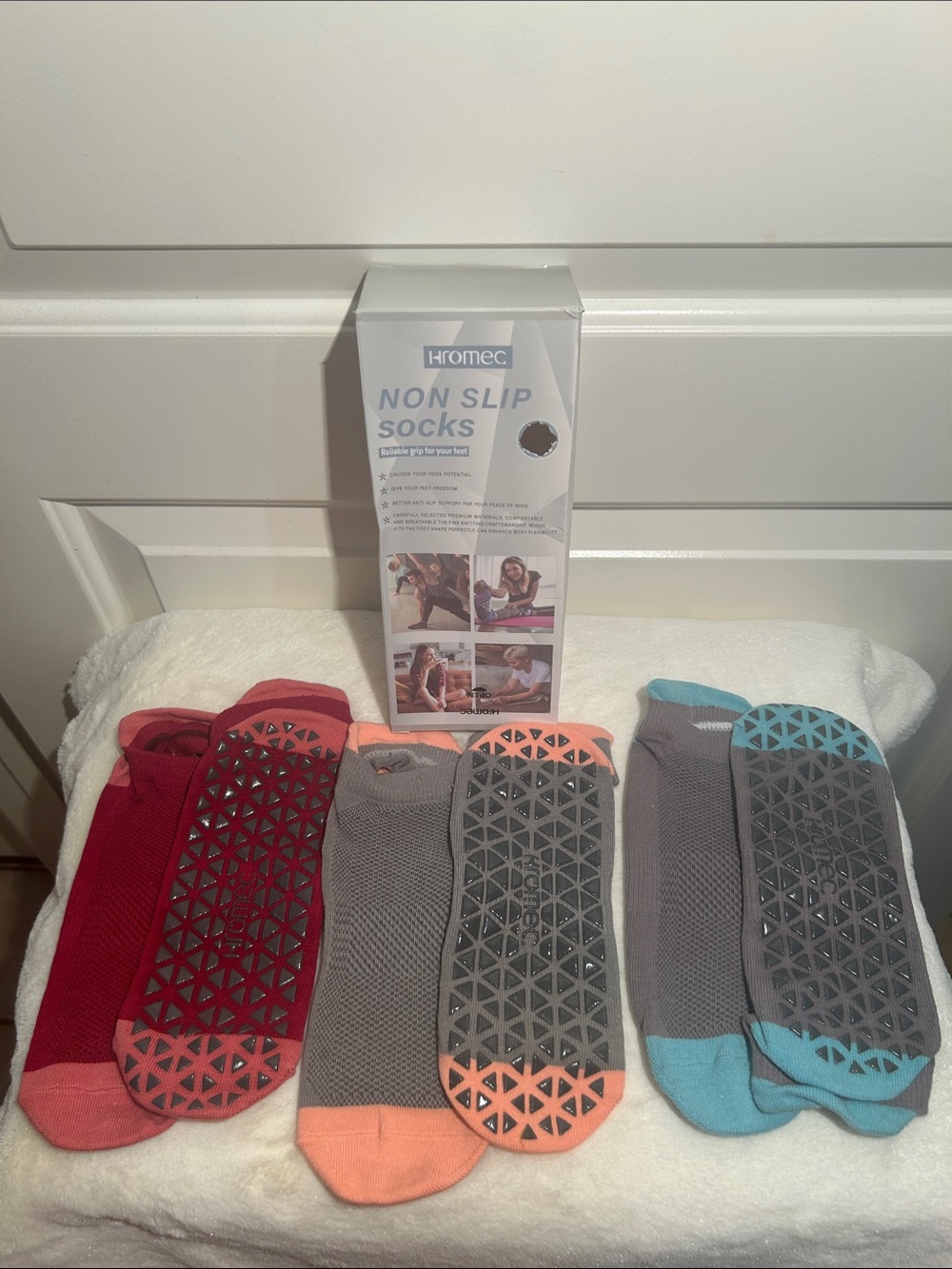 Hromec Non Slip Pilates Grip Socks 3-pack